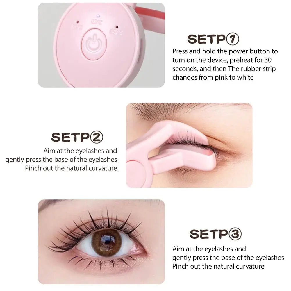 USB Electric Heated Eyelash Curler Intelligent Temperature Control Rechargeable Long-lasting Styling Eyelash Roller