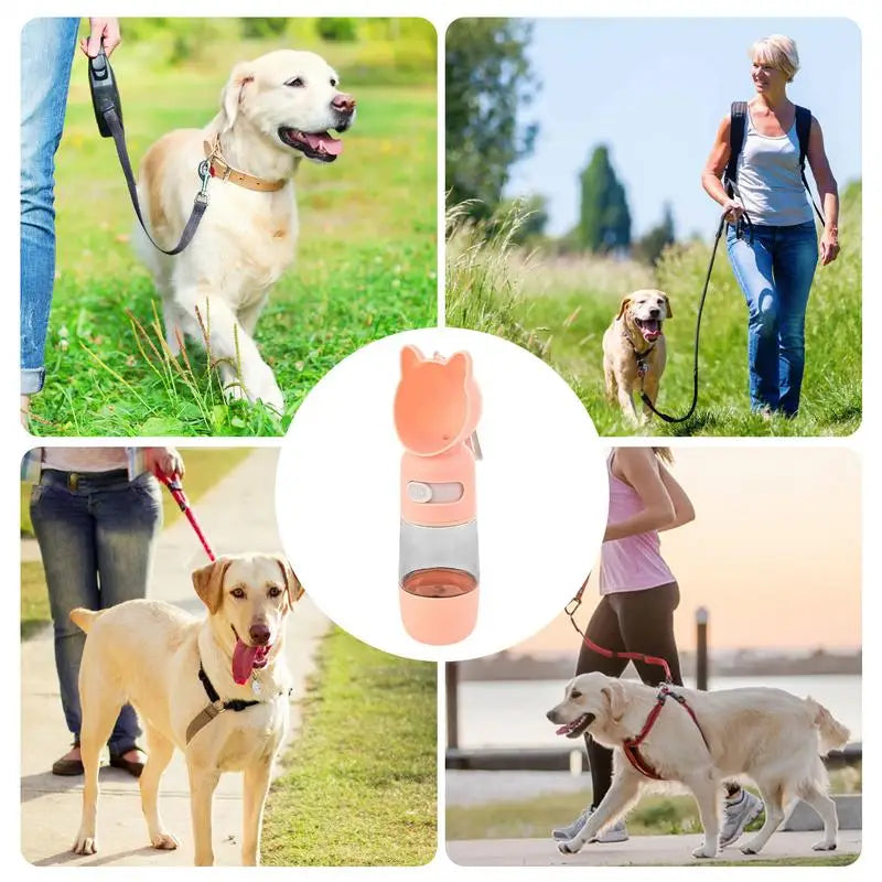 Dog Travel Water Bottle Leak Proof Travel Bowl Drinking Feeder With Food Container Outdoor Accessories For Walking