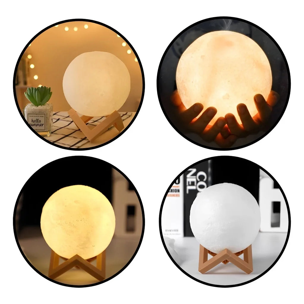 Led Moon Lamp Night Light With Stand Bedroom Gift Decor Print 6cm/8cm Lamps Battery Powered Creative Table Romantic 3d Lights
