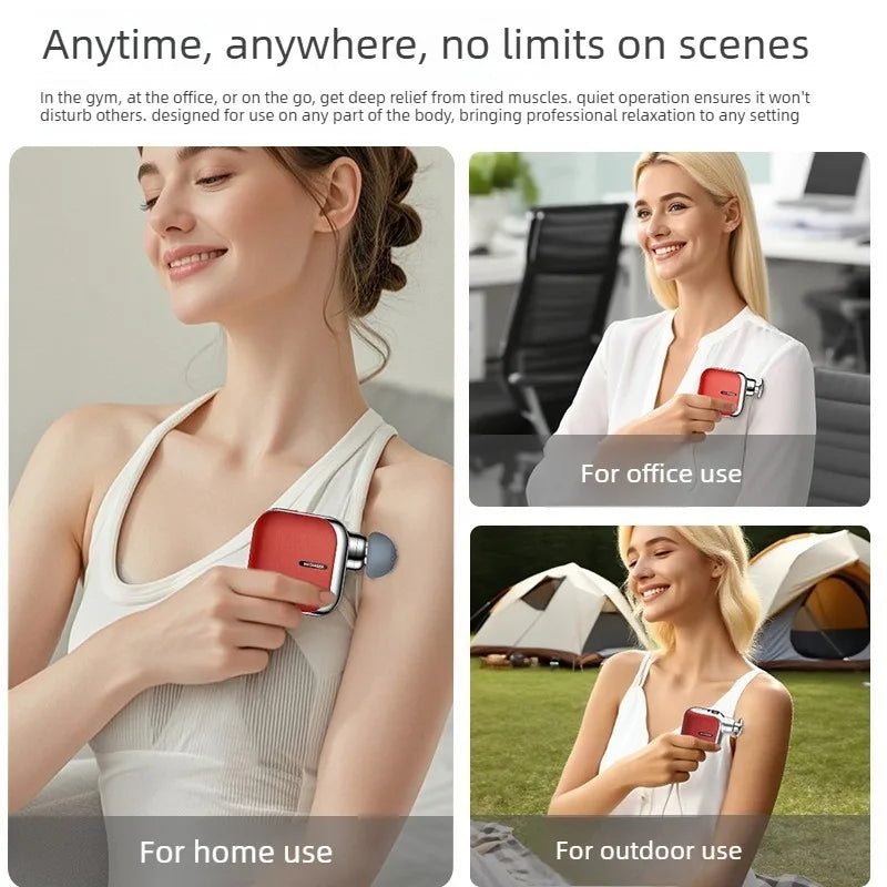 Mini Pocket Massage Gun with 4 Silicone Massage Heads Lightweight Portable Perfect for Office Home Use Low-noise Muscle Massage