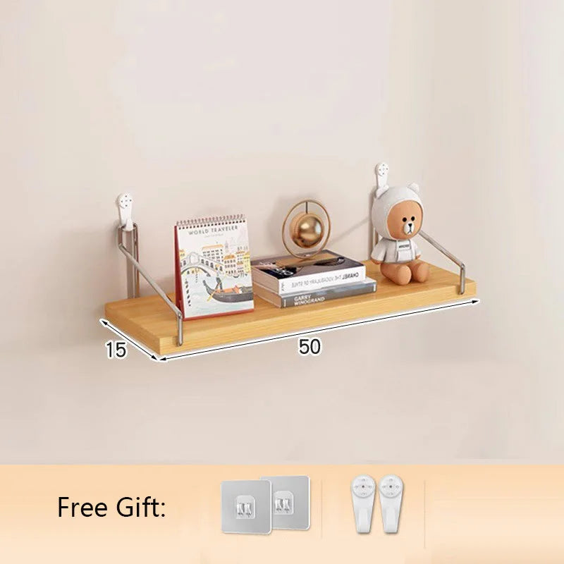 Floating Shelves for Wall Bookshelves No-Punch Wall Mounted Wood Shelf for Living Room Bathroom Bedroom Kitchen Home Decor