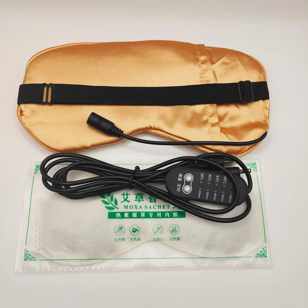 USB Heated Eye Mask Silk Sleeping Mask for Eyes Heating Eye Cover Travel Eyeshade Blindfold Warming Eye Masks