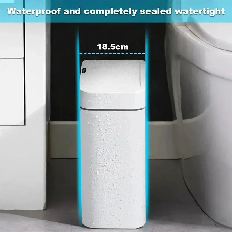 15L smart bathroom trash can white non-contact narrow smart sensor trash can smart home automatic bagging electronic trash can