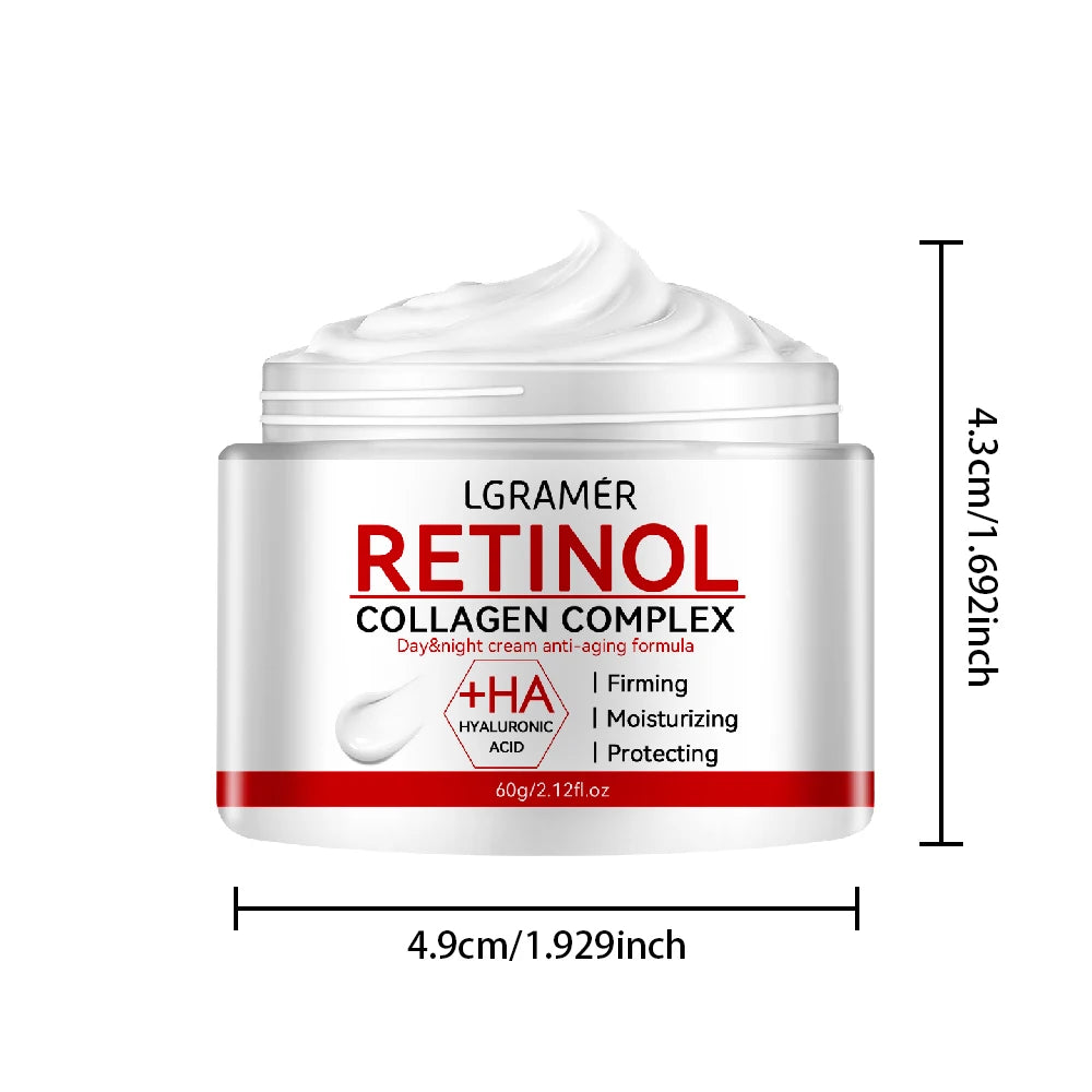 Retinol Collagen Younger Face Cream Moisturizing Smoothes Wrinkles Collagen Hyaluronic Acid Creams Skin Care Cosmetic 30g/60g