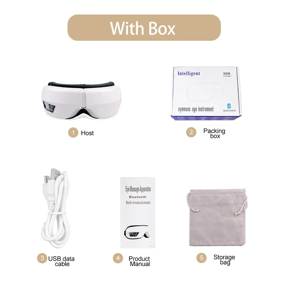 Eye Massager with Heat Vibration Eye Mask Bluetooth Music Airbag Care Device for Eye Strain Relief Dry Improve Sleep Facial