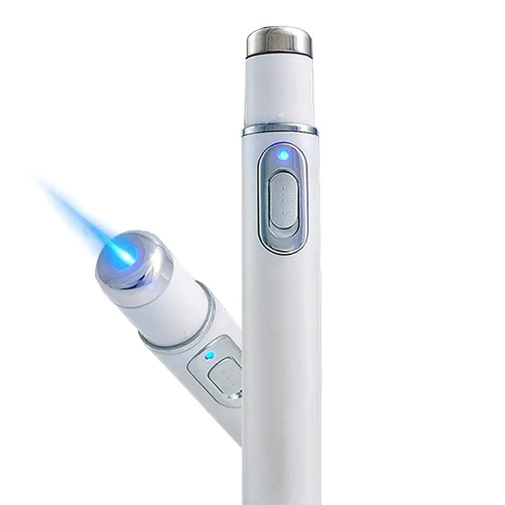 Blue Light Acne Pen Heated Eye Massager Eye Massage Instrument for Dark Circles Eye Bags Puffiness Under Eyes Beauty Pen