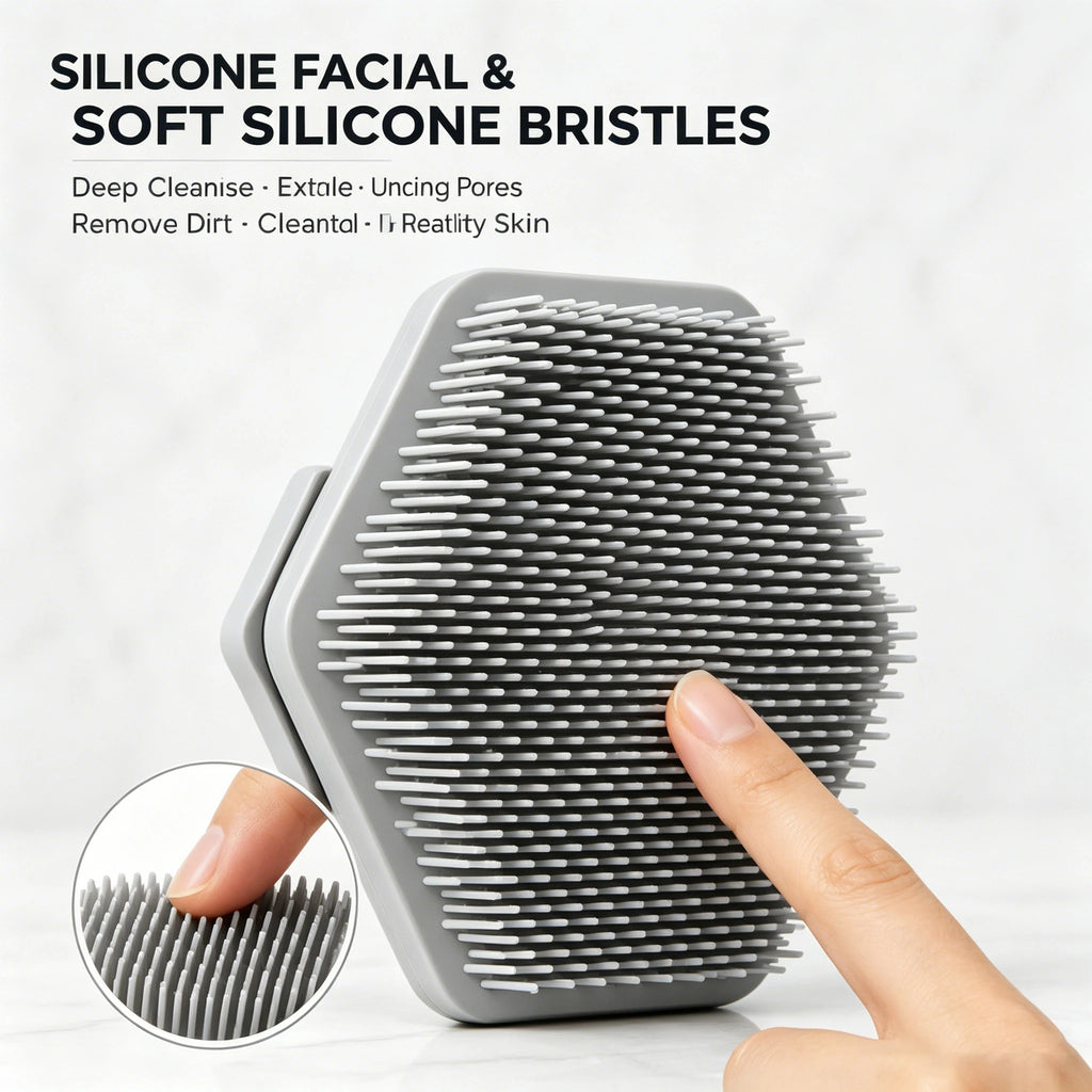 Silicone Cleaning Brush Face Cleansing Scrubber Massager Manual Facial Cleansing Brush Exfoliating Gentle Beard Skin Care Tool