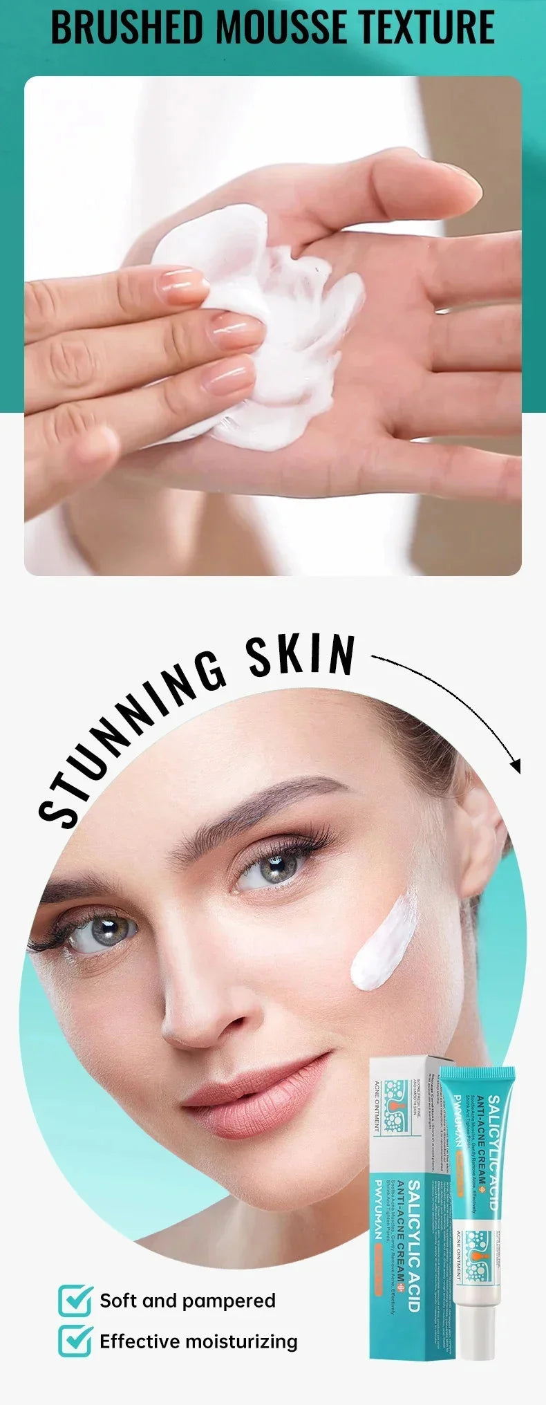 Salicylic Acid Acne Treatment Face Cream Repair Pimple Spots Deep Cleaning Pore Anti-acne Scar Oil Control Moisturizer Skin Care