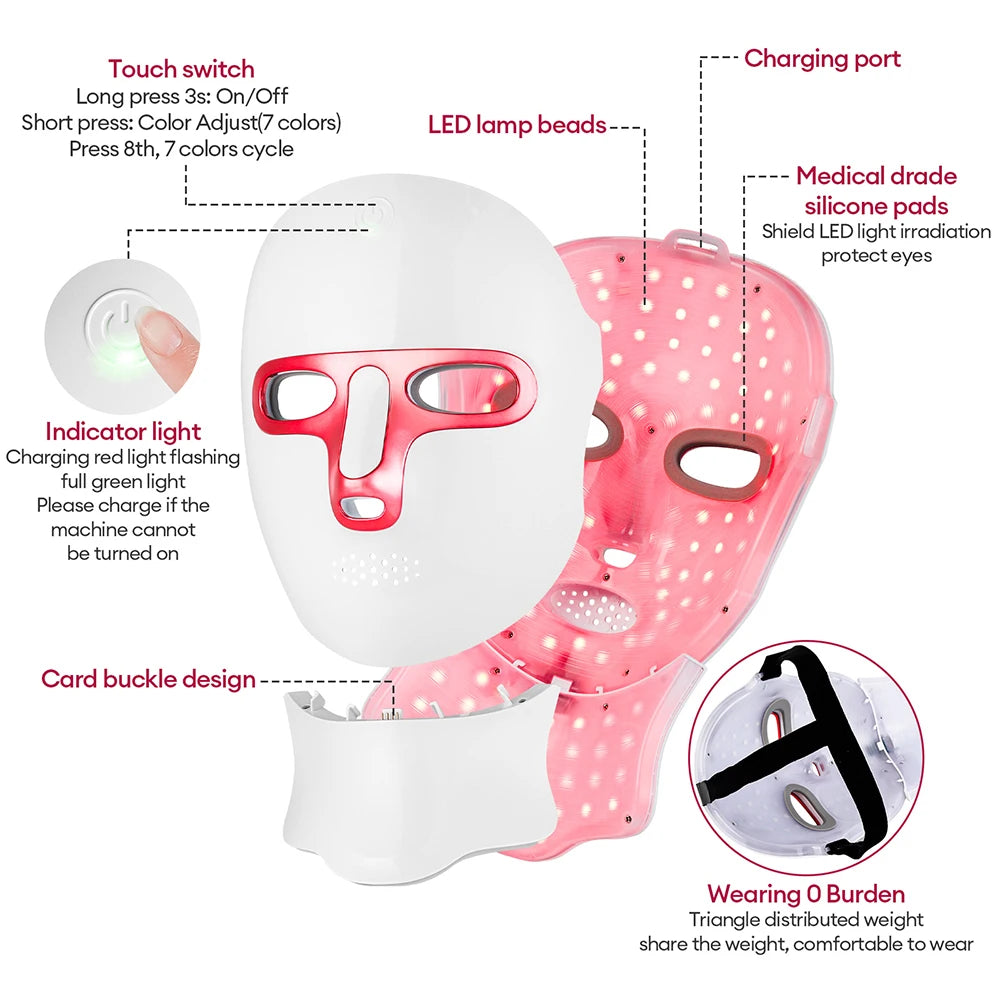 7 Colors LED Face Mask Facial LED Mask Skin Care Facial Spa Home Use Beauty Machine
