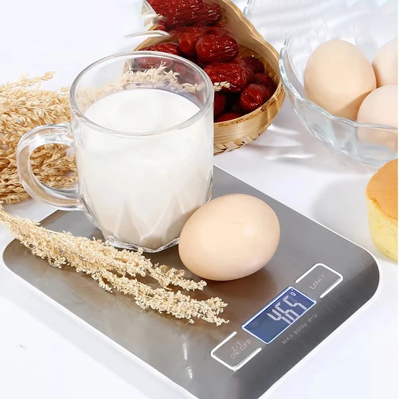 Digital Kitchen Scale with LED Display 5kg/1g Stainless Steel Electronic Weighing for Food Jewelry Snacks Baking Home Tools