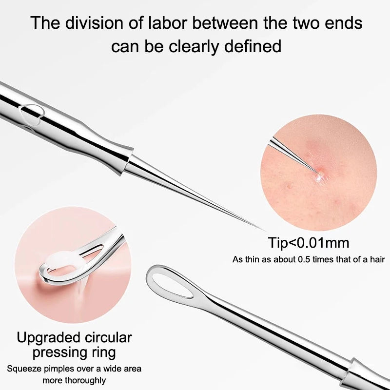 Blackhead Acne Remover Pimple Popper Tool Acne Needle Removing Hair Follicle Cleaning Whitehead Nose Face Blemish Extractor