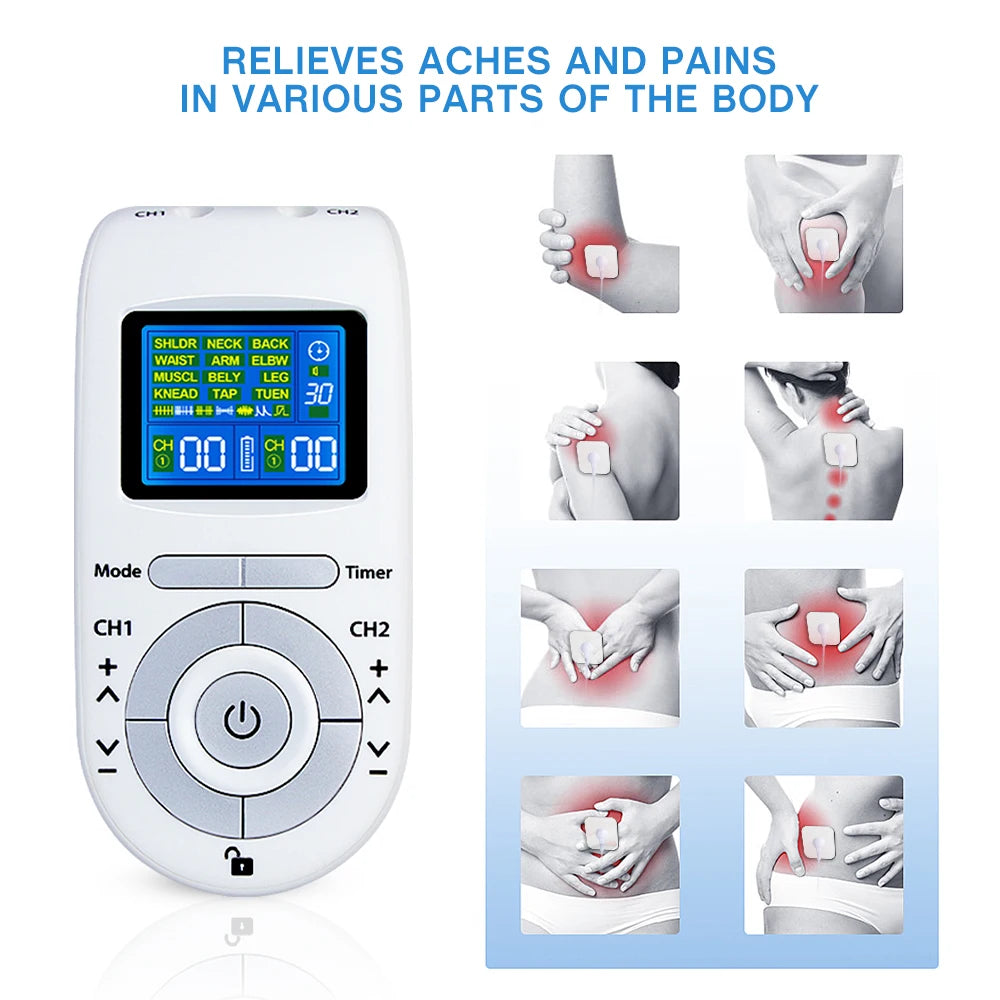 Tens EMS Muscle Stimulator 12-Mode Electric Acupuncture Body Massage Digital Slimming Machine Electrostimulator Pain Relief