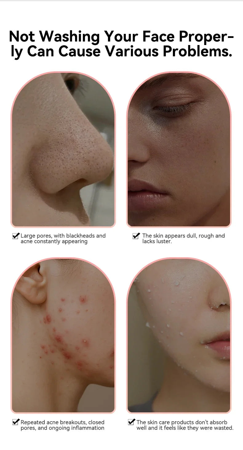 Sonic Waterproof Facial 45℃ Cleansing Brush Rechargeable Scrubber Exfoliating Vibrating Deep Clean Face Cleaner Skin Care