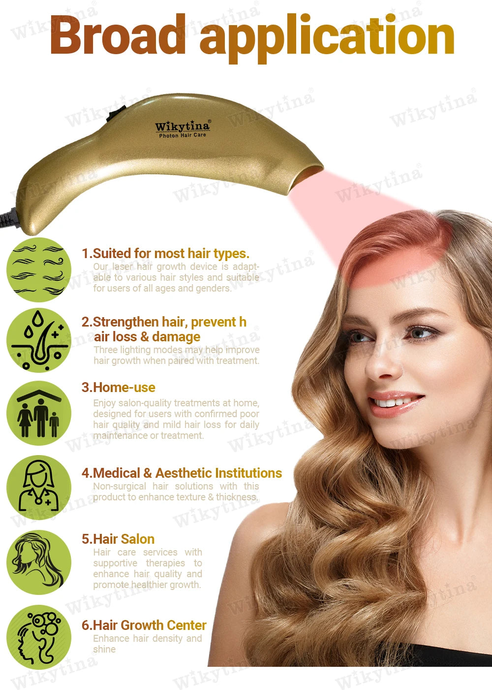 Advanced Red Light Hair Growth Device Photon Therapy Anti Hair Loss Painless Home Use Strengthen Hair Instrument