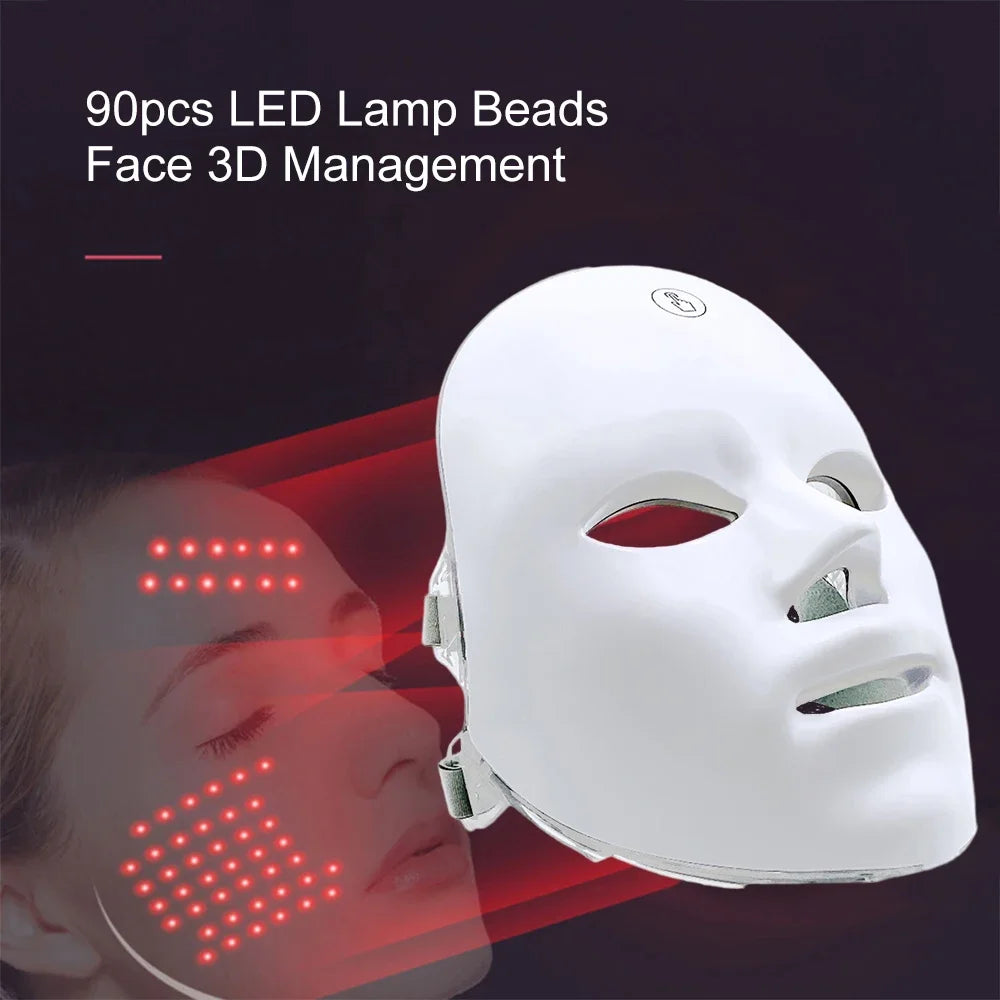 LED Face Mask Light Therapy 7 Colors Light Therapy Mask Skin Rejuvenation Tightening for Skin Care Anti Acne Wrinkles Whitening