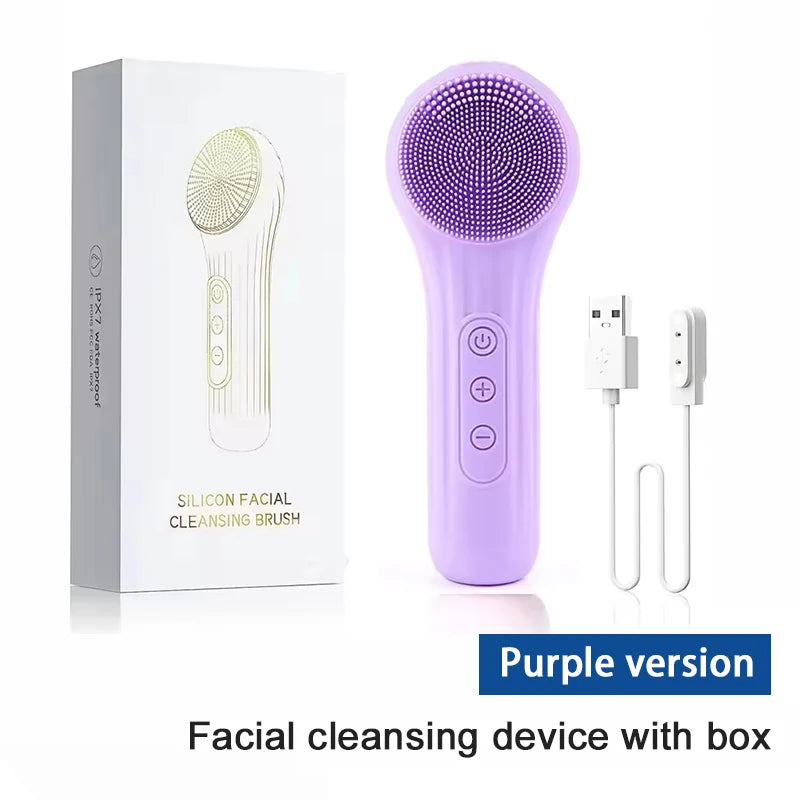 Sonic Waterproof Silicone Facial Cleansing Brush Rechargeable Vibrating Exfoliating Deep Clean Face Cleanser
