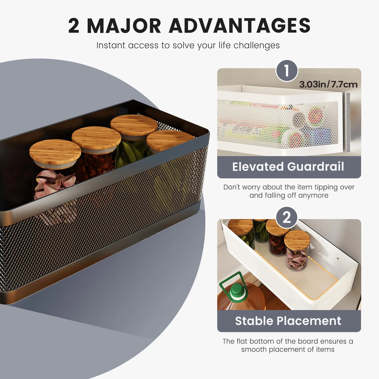 Magnetic Refrigerator Storage Rack, Magnetic Spice Rack, Metal Magnetic Hanging Basket, Wall Cabinet, Multifunctional Storage Box, No-Drill Installation