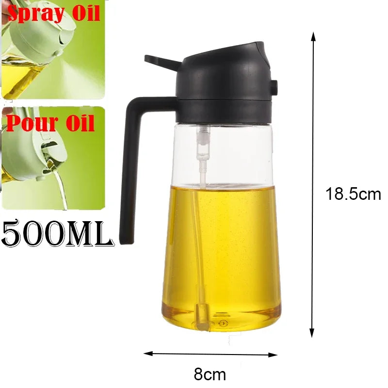 2 in 1 Pour Spray Sprayer Kitchen Fryer Air Spray Oil Dispenser Bottle for Olive Oil Cooking Frying BBQ Camping Large Capacity