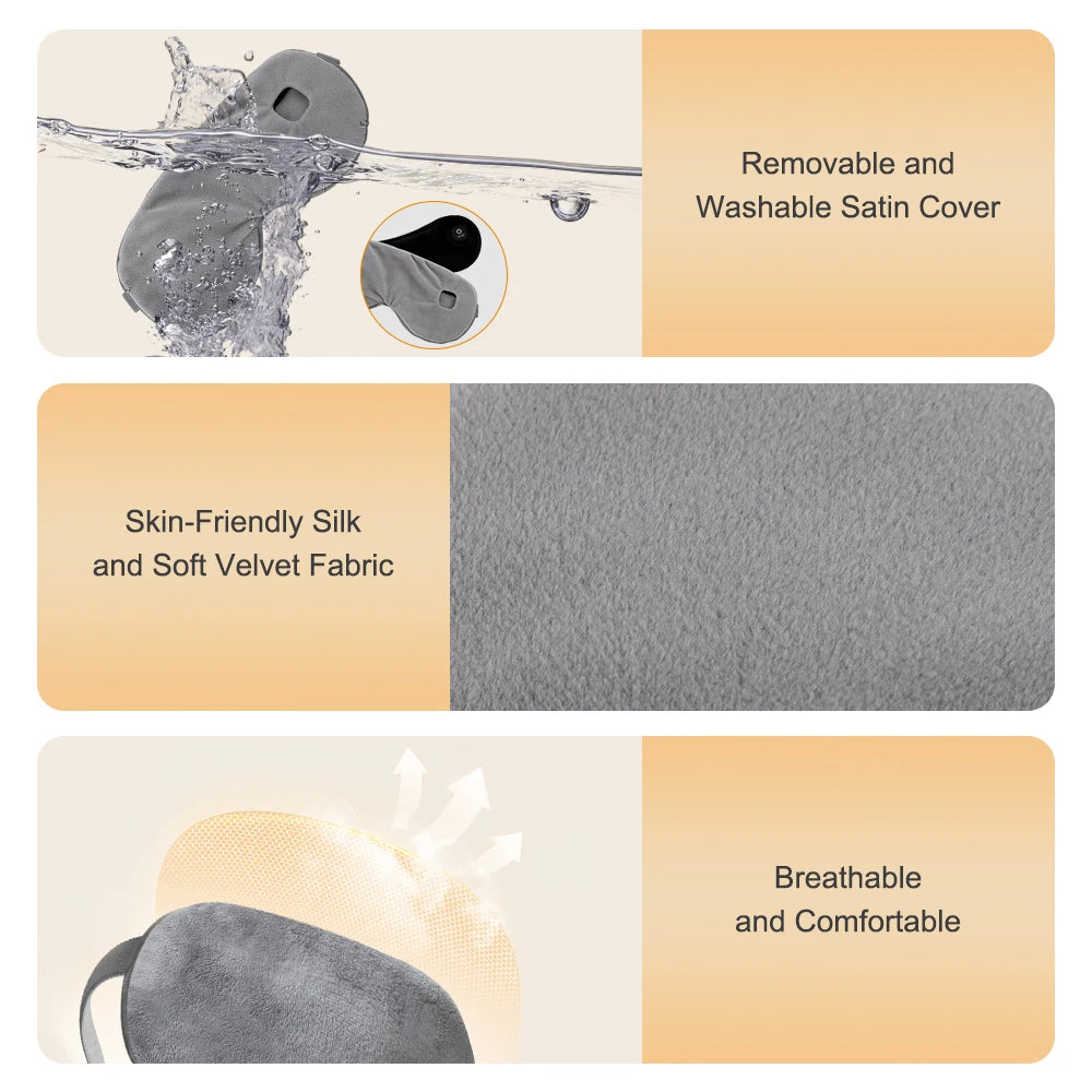 Cordless Heated Eye Mask - 3 Levels Hot Compress, Intelligent Timing Electric Mask for Dry Eyes Relief & Sleeping
