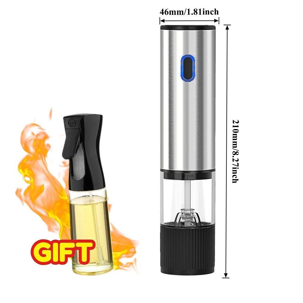 Electric Salt and Pepper Grinder Set USB Rechargeable Spice Mill Adjustable Coarseness for Kitchen Cooking BBQ Seasoning Use
