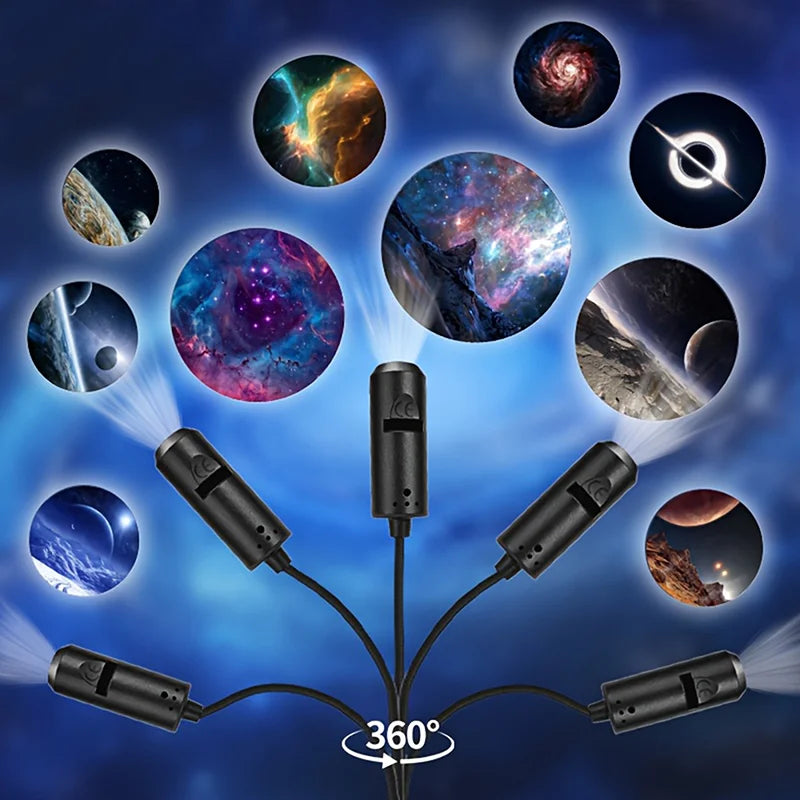 NEW 360° Rotating Starry Sky Projector, 1 Light + 10 Film Discs Galaxy Lamp, Adjustable Focus with Timer, Perfect Night Light