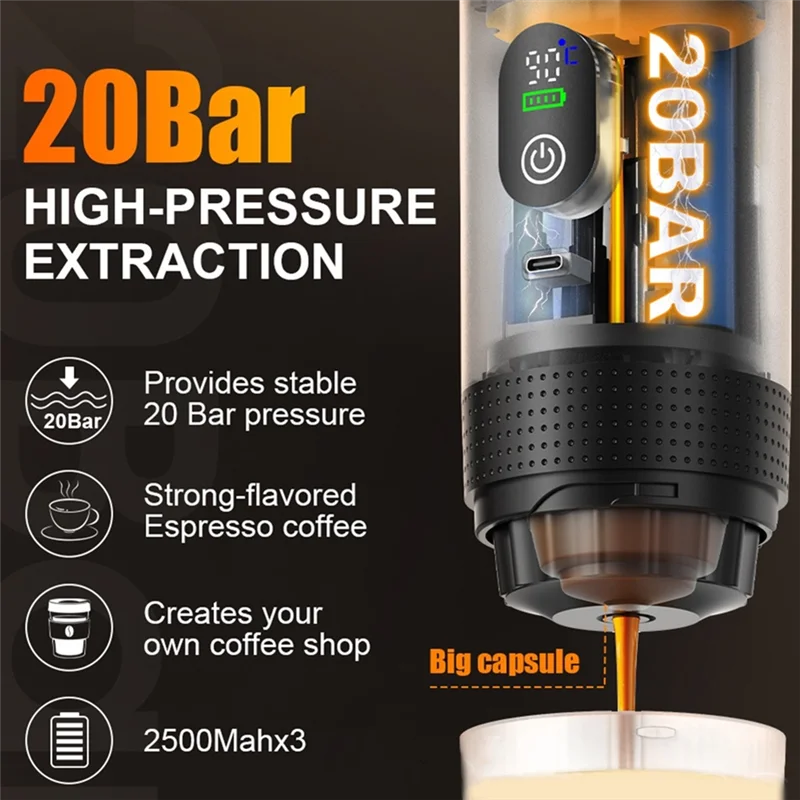 SOFT-Electric Coffee Maker Portable, Travel-Sized Car Self-Heating Espresso Machine For Camping