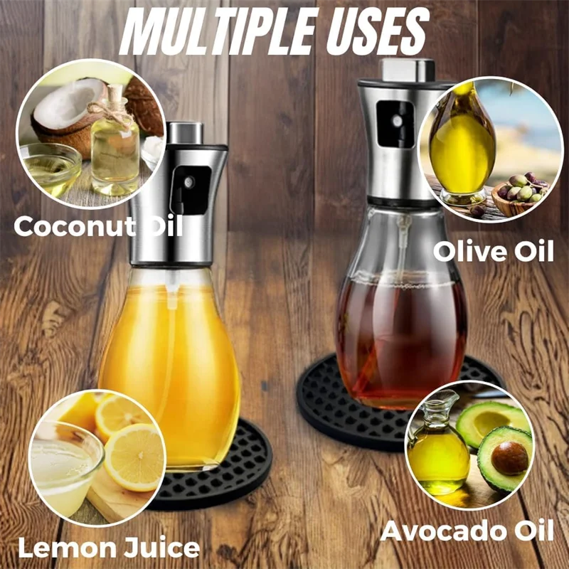 Olive Oil Sprayer for Cooking, 200ml Glass Olive Oil Sprayer, Vegetable Oil Sprayer with Funnel, Oil Sprayer, Baking, Frying, BB
