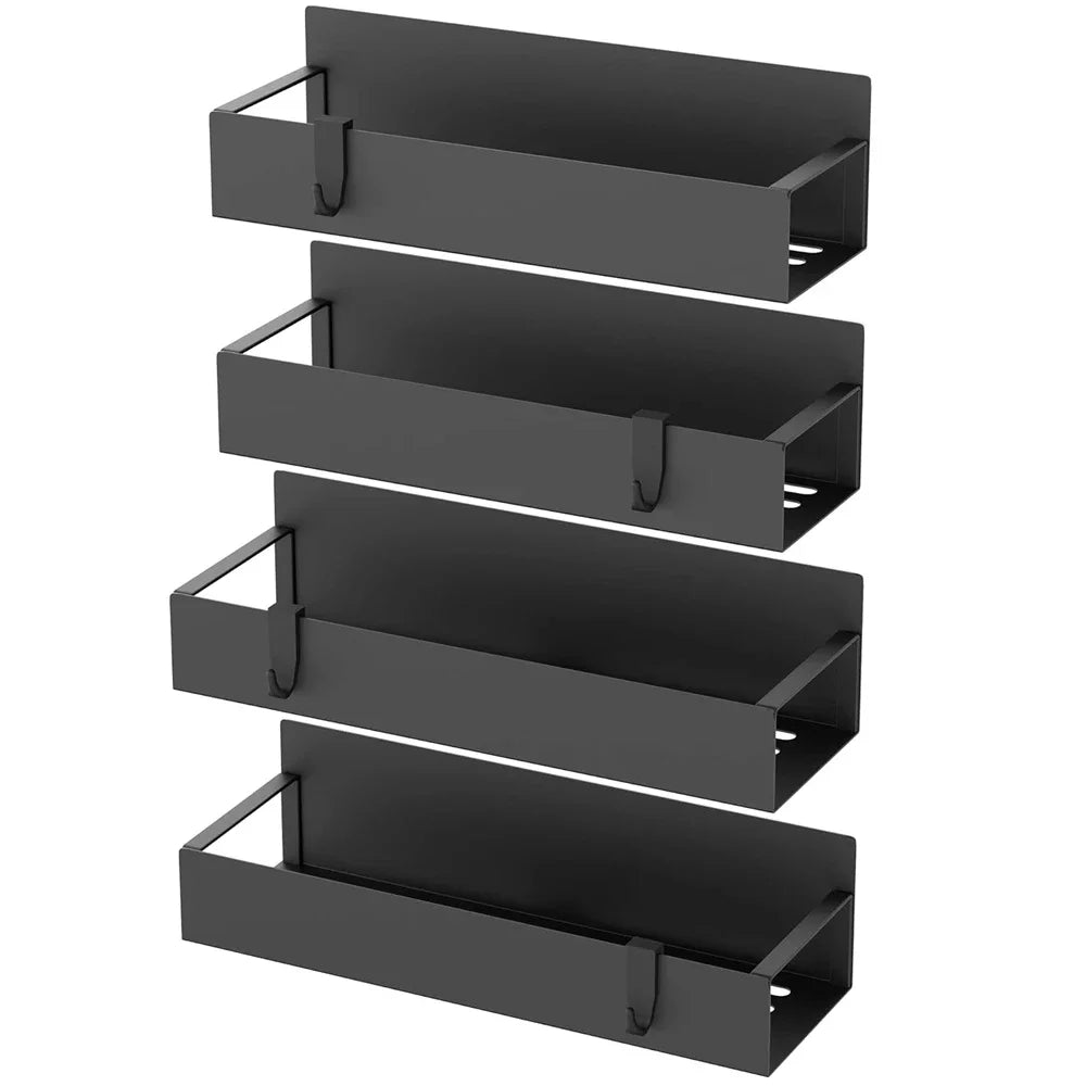 Metal Magnetic Spice Rack Set of 4, Fits Fridge and Oven, Refrigerator Storage Box, Kitchen Organization and Storage Cream Style