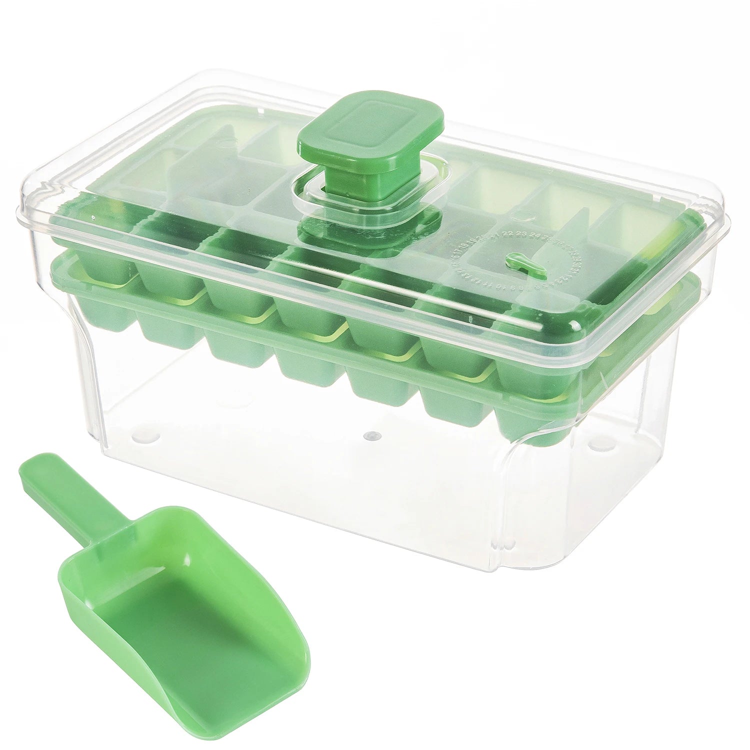 Ice Trays  Freezer with Lid & Bin Ice Cube Tray Making 68 Pcs Ice Cubes, Easy Press To Release Ice Reusable Freezer Ice  Tool