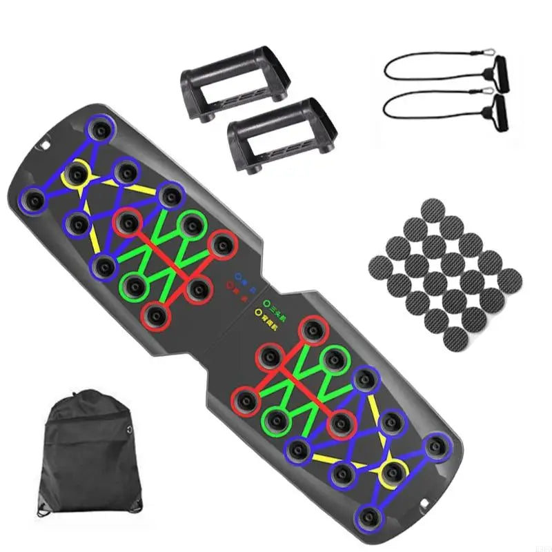 E56D Push Up Boards, Exercise Pushup Stands with Resistance Band for Fitness Training