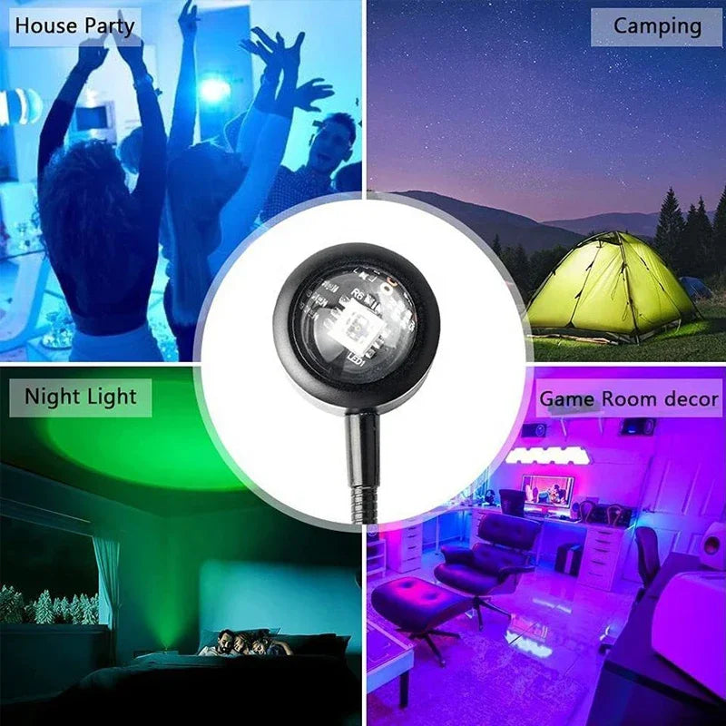 Sunset Lamp LED USB Rainbow Neon Night Light Projector Photography Wall Atmosphere Lighting for Bedroom Room Decor Gift
