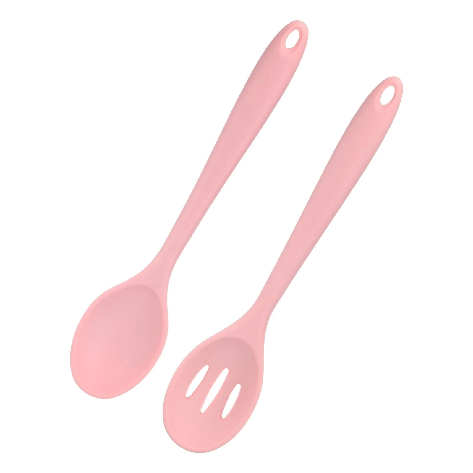 Silicone Cooking Spoons, Mixing Nonstick Slotted and Solid Serving Spoons, Heat Resistant Utensils for Kitchen/Cooking/Baking