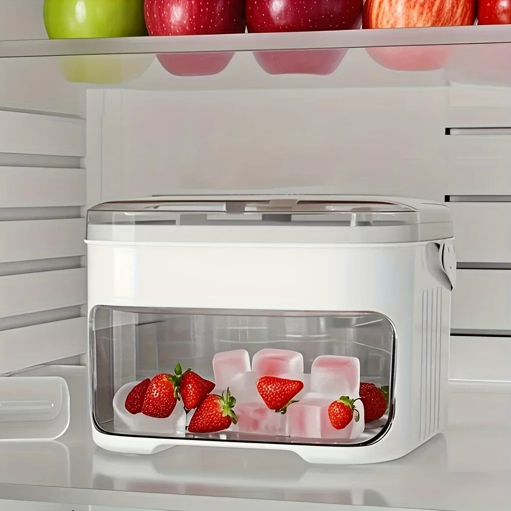 2-Layer Ice Cube Tray with Lid, Large Capacity & Space-Saving, Perfect for Small Freezers. Easy Make & Store.