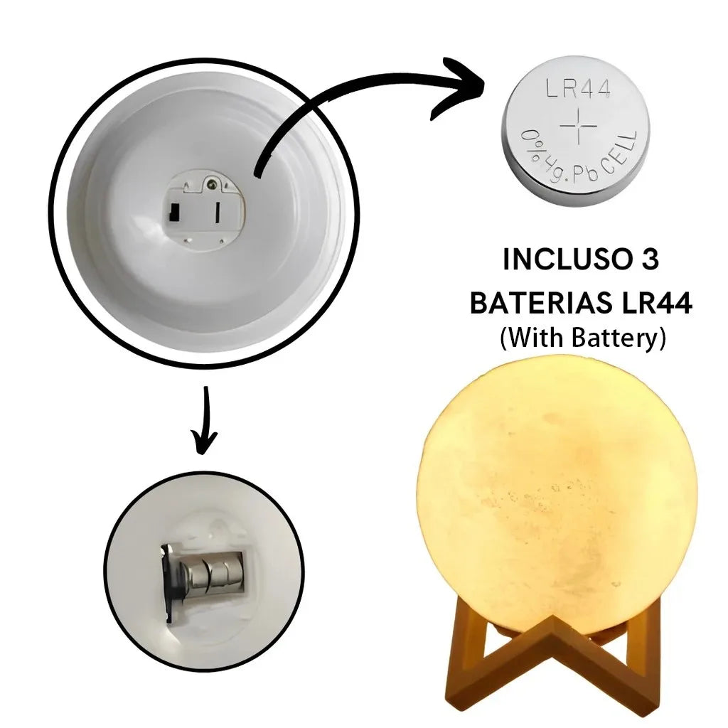 Led Moon Lamp Night Light With Stand 8cm Table Print Bracket Battery 3d Lights Warm white multicolor On Home Lamps Romantic