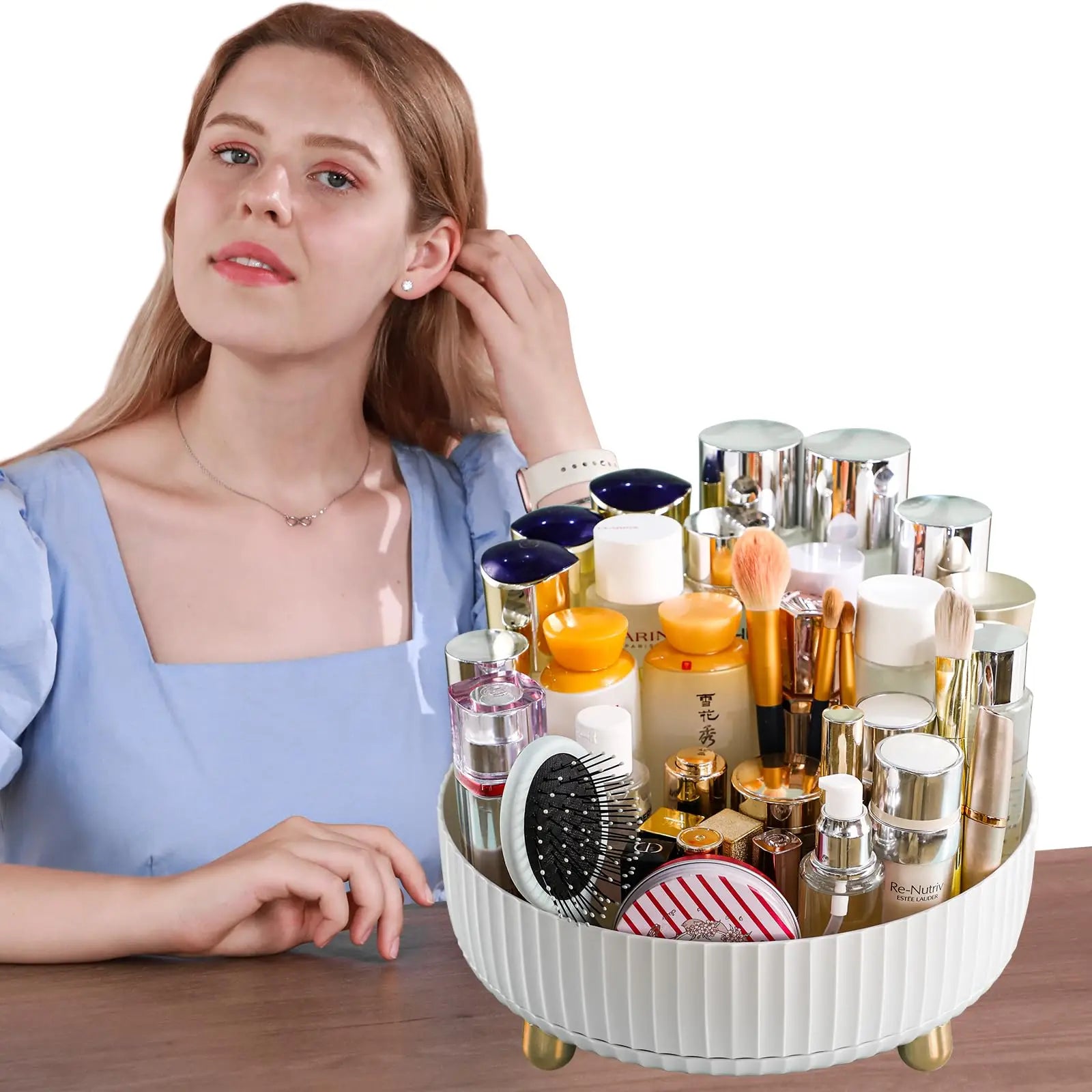 1PCS Cosmetic Perfume Organizer, 360° Rotating Cosmetic Organizer, Large Capacity Cosmetic Organizer for Living Room Bedroom.