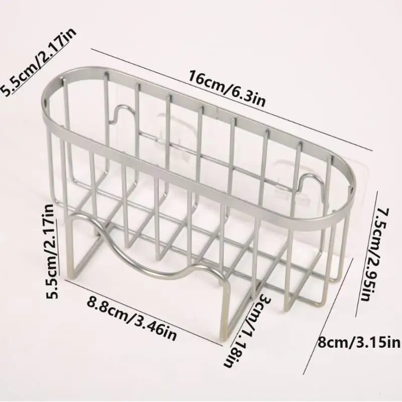 Sink Organizer - Stainless Steel Suction Sponge Stand - Fast-Draining, Easy-Clean Holder with Hook for Modern Kitchens