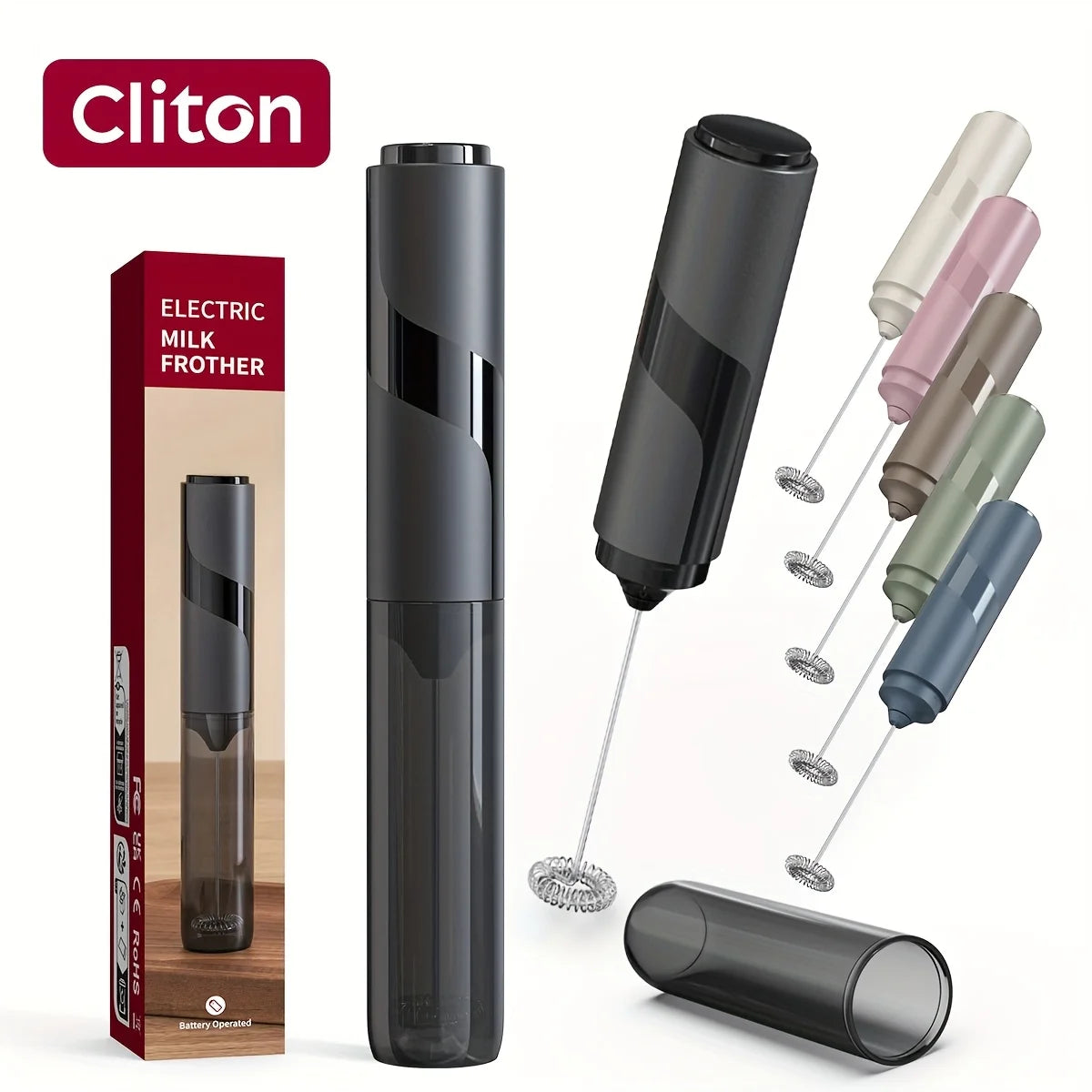 Electric Milk Frother with Storage Sleeve - Handheld Electric Milk Frother - Battery Powered (Battery Not Included)