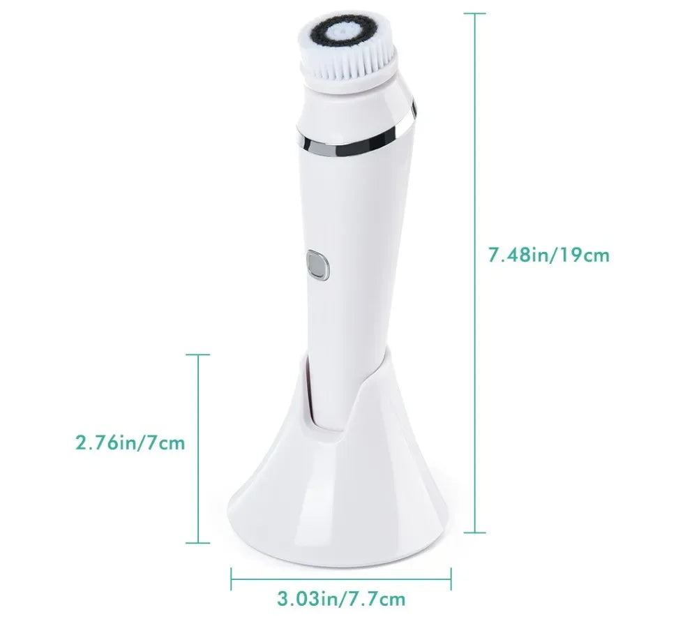 Electric Facial Cleansing Brush with 4 Face Cleaning Device 3 Modes Skincare Brush Heads Waterproof Wireless Facial Cleansing