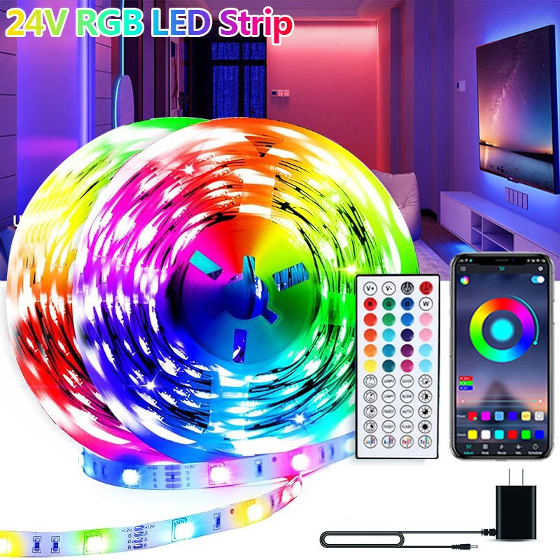 Smart Led Strip Lights 24V RGB Led Light APP Control Music Sync Flexible Ribbon Tape Christmas Party Room Decoration Lighting