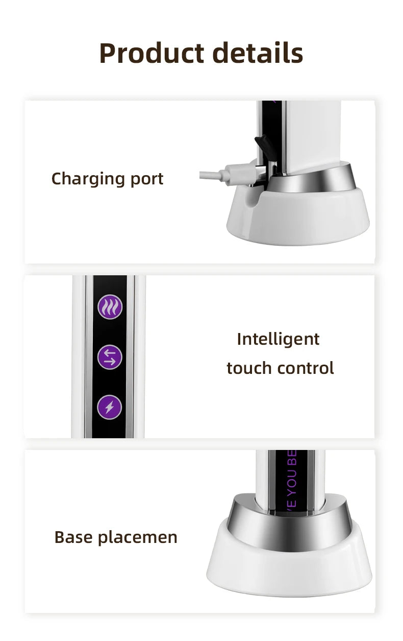 Micro Current Beauty Device Facial Roller Massager EMS LED Phototherapy Rotary Massage Heating For Pores Reduction Fine Lines