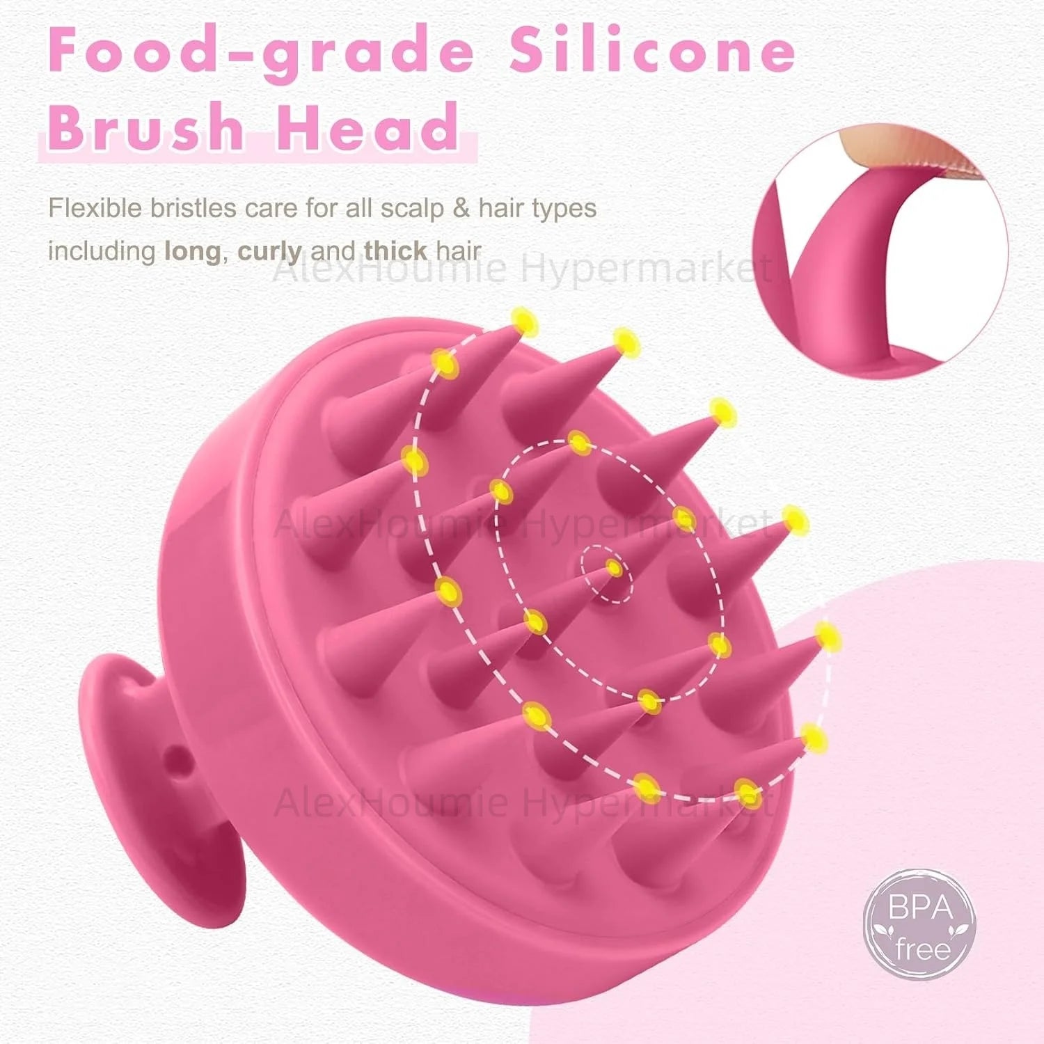 Massager Shampoo Brush Soft Silicone Bristles for Scalp Care Hair Scalp Scrubber Exfoliator for Dandruff Removal Hair Growth
