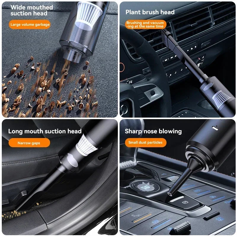 Mini Car Vacuum Cleaner Cleaning Powerful Suction Handheld Car Vacuum Cleaner Rechargeable for Car and Home Auto Vacuum Cleaner