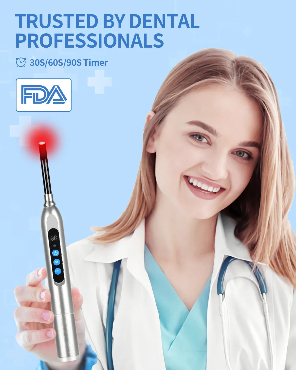 Red Light Therapy for Cold Sore Canker Sore 660nm 850nm Near Infrared LED Light Therapy Device Narrow Beam for Oral Sore Problem
