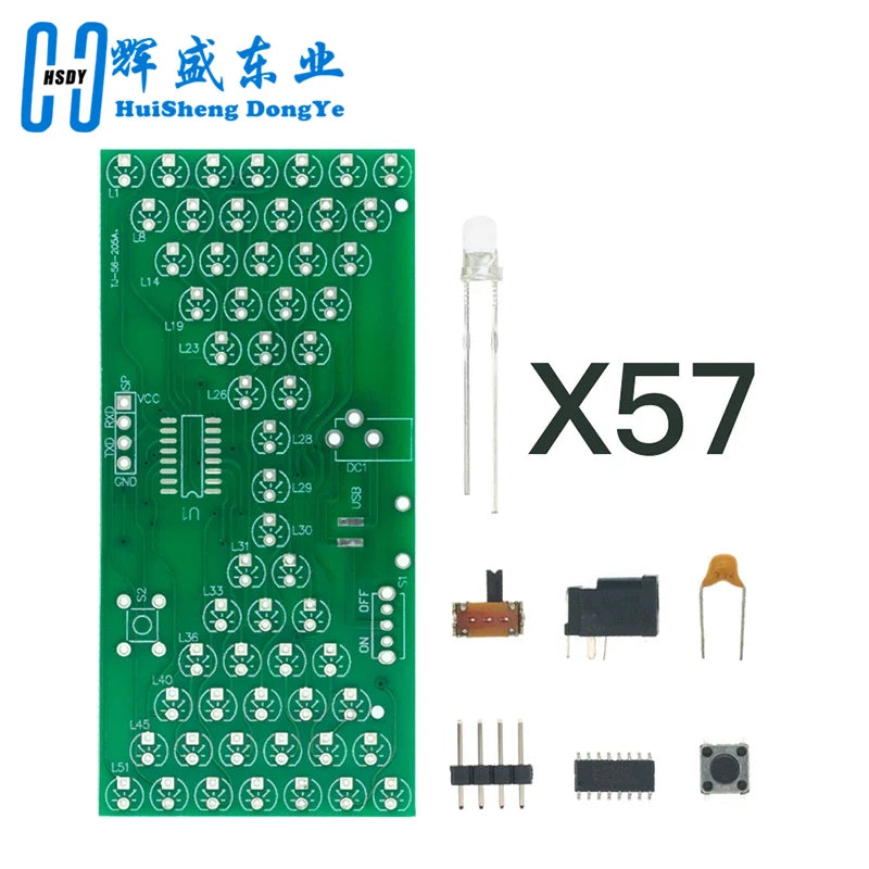 5V Electronic Hourglass DIY Kit Funny Electric Production Kits Precise With LED Lamps Double Layer PCB Board 84*40mm
