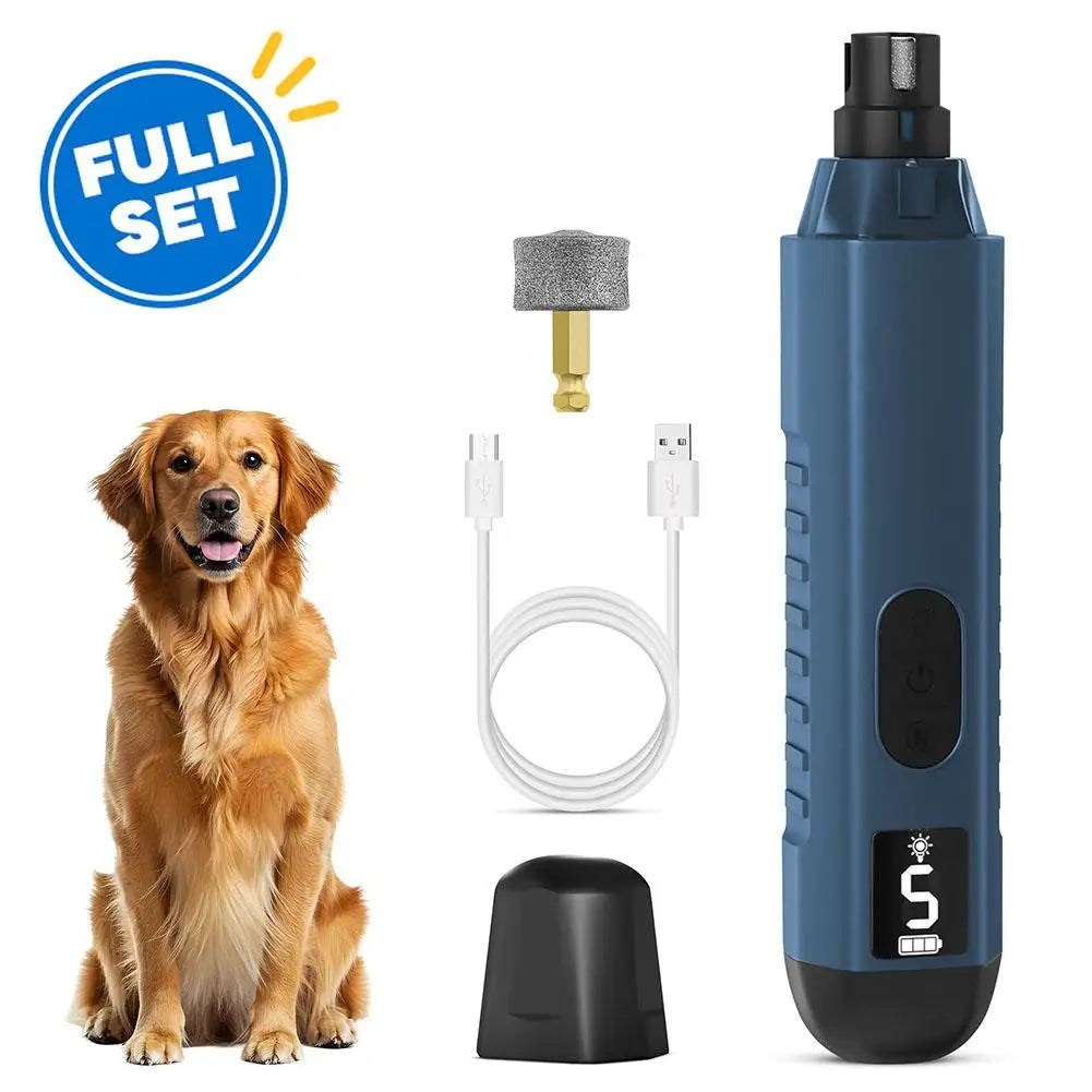 Electric Pet Nail Grinder 5 Speed, Low Noise, Rechargeable For Dogs & Cats, Professional Pet Nail Trimmer Grooming Tool