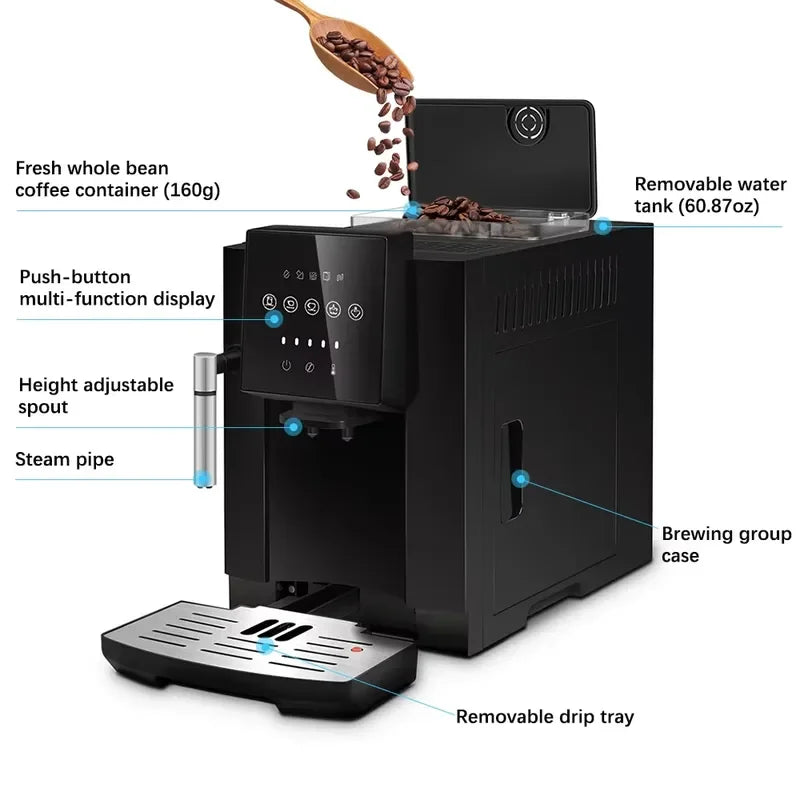 for Espresso Coffee Machine Portable Automatic Electric Maker Home Commercial Use Business Office Barista Brewing Device