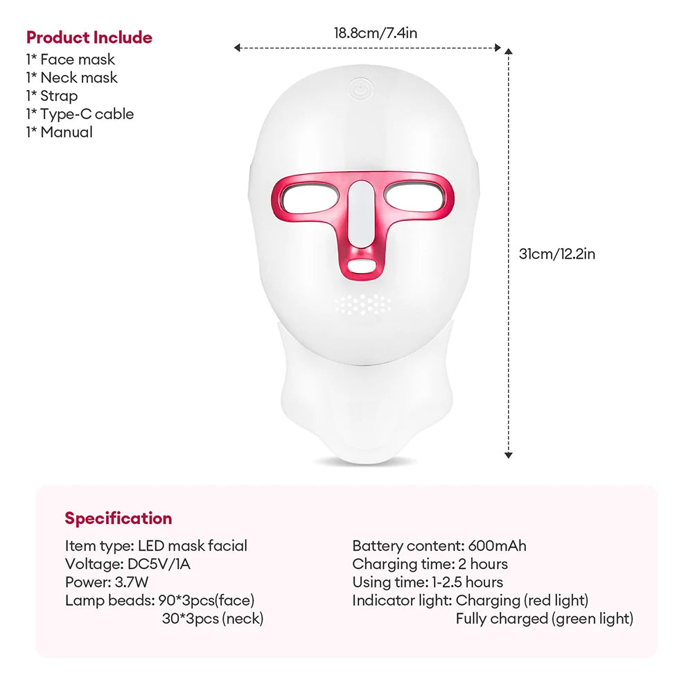 7 Colors LED Face Mask Facial LED Mask Skin Care Facial Spa Home Use Beauty Machine