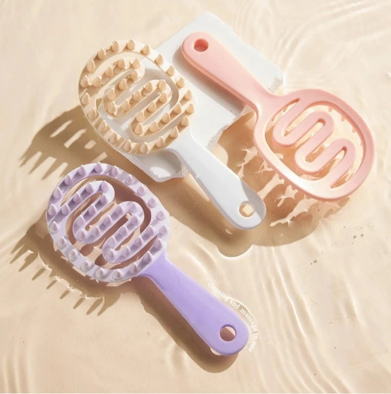 Shampoo Hair Brush Hair Massage Scalp Combs Head Washing Brush Long Handle Dry And Wet Brush Shower Spa HairdressingTool Girls