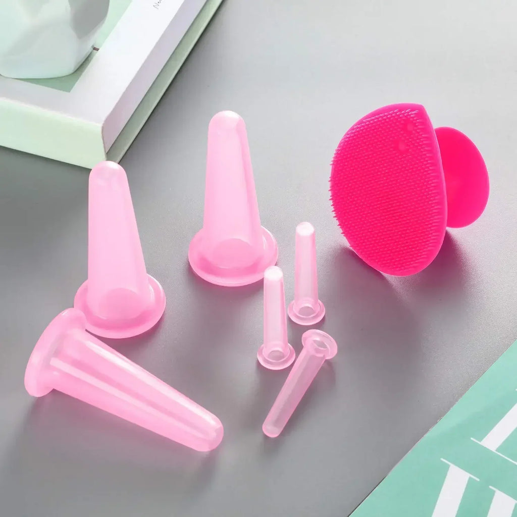 Silicone Vacuum Cupping Massage Jars Anti Cellulite Massage Facial Suction Cups Face Neck Lift Skin Scraping Guasha Anti Wrinkle