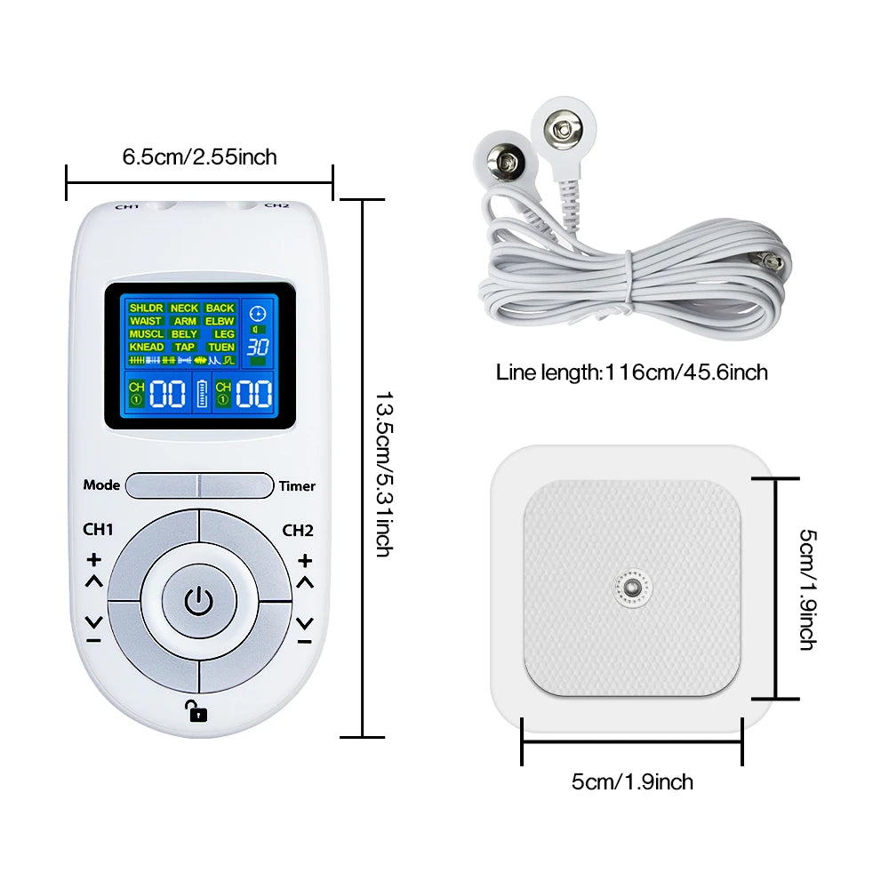Tens EMS Muscle Stimulator 12-Mode Electric Acupuncture Body Massage Digital Slimming Machine Electrostimulator Pain Relief